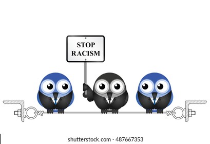 Representation of bigotry with stop racism message