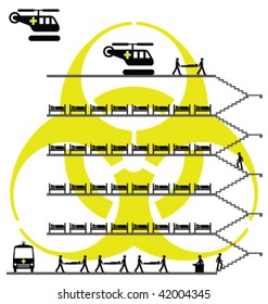Representation of busy hospital treating flu victims