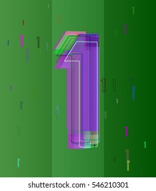 representation of colorful 1 Number, emblematic structure at concept