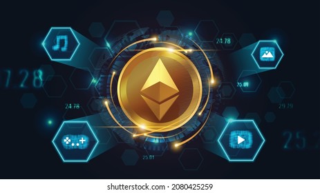 Representation And Depiction Of Ethereum Network , Images Show What Ethereum Will Be Used For Like NFT