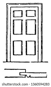 Se trata de una representación de la puerta que tiene un abalorio en el embotellamiento del borde contra la entrada colgada con un dibujo de línea vintage de tres pulgadas de nalgas o ilustración de grabado.