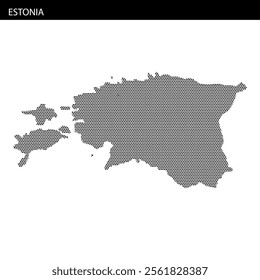 A representation of Estonia drawn using a unique dot pattern, showcasing its geographic layout and borders with clarity and precision.