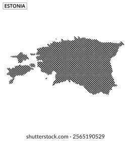 A representation of Estonia drawn using a unique dot pattern, showcasing its geographic layout and borders with clarity and precision.