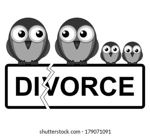 Representation of family divorce or break up isolated on white background