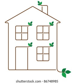 Representation of a green ecology house isolated on white background