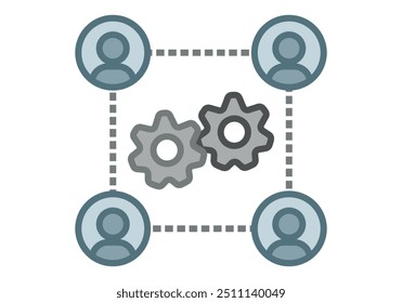 Representation of group work with user avatar and gears