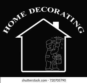 Representation of home decorating isolated on black background