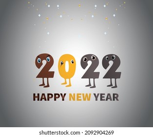 Representation of the letters 2022 with human silhouette.2022 New Year lettering. Holiday greeting card. Abstract vector illustration. Holiday design for greeting card, invitation, calendar, etc