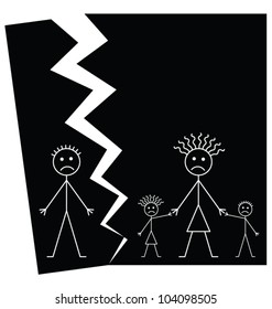 Representation of marriage break up or divorce