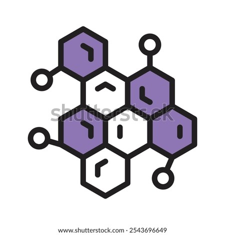 Representation of a molecular structure, illustrating chemical bonds and atoms
