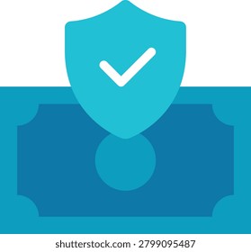 A representation of money with a shield and checkmark, symbolizing financial security and protected transactions.