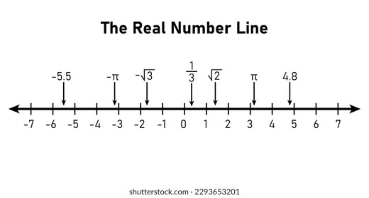 Representation of the real number line. Mathematics resources for teachers. Vector illustration isolated on white background.