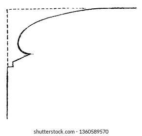 It is a representation of the section of a suitable cornice for the living rooms and bed rooms vintage line drawing or engraving illustration.