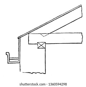 Es una representación de una sección que corresponde a las puertas. Se trata de una estructura ligeramente inclinada de dibujo o ilustración de grabado de líneas vintage.