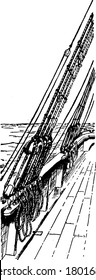 A representation of a shunt. In electricity, the shunt is a conductor placed between two points in closed circuit, vintage line drawing or engraving illustration.