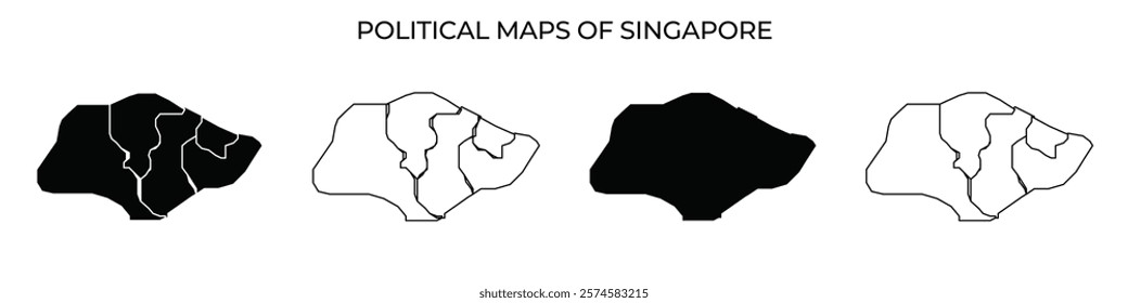 The representation of Singapores political divisions displays various interpretations over time. This illustration highlights distinct borders and their changes through different eras.