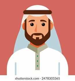 A representation of a traditional Middle Eastern man in a Thobe and Keffiyeh attire