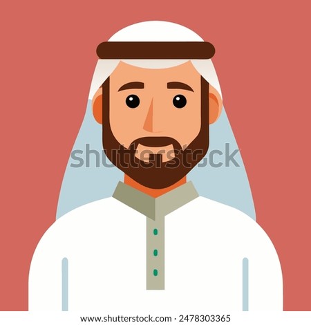 A representation of a traditional Middle Eastern man in a Thobe and Keffiyeh attire