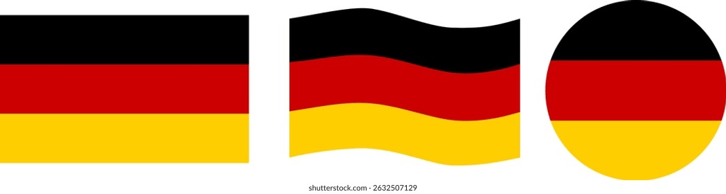 Representations of the German flag in various forms and uses, vector illustration
