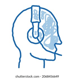 vector de icono de esbozo de línea de ayuda representativa. Señal de ayuda de la línea de ayuda de la línea de dibujo del doodle azul dibujado a mano. ilustración de símbolo aislado