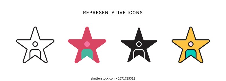 representative icon vector with four different style design. isolated on white background
