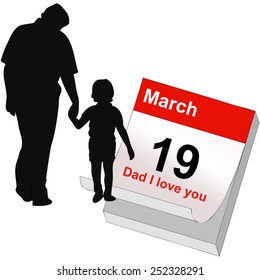 The representative illustration Father's Day, with a child with her hand in the hand of his father