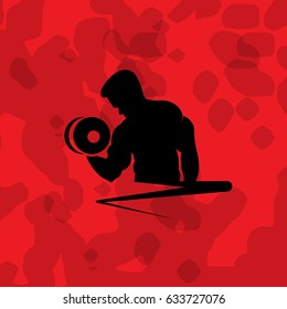 Representative logo to exercise, fitness. Red background.
