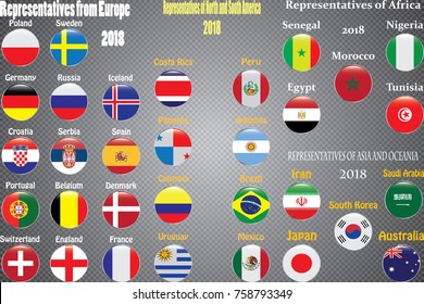 Representatives of countries on football. Football 2018.