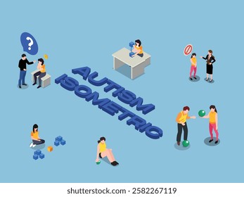 Representing Autism Awareness and Social Interaction Challenges 3d isometric vector illustration