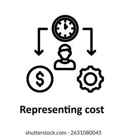 Representando el ícono de Vector de costos que puede modificarse o editarse fácilmente 

