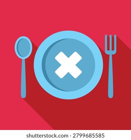 Representing diet, fasting, or abstaining from food with an icon on a plate