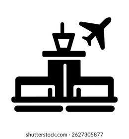 Representando A Porta De Entrada Para O Mundo, Este Ícone Vetorial Apresenta Um Avião E Um Terminal, Evocando A Viagem, A Excitação E A Liberdade Do Turismo Global.