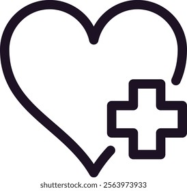 Representing the intertwining of healthcare and love, a heart featuring a cross symbolizes medical care, affection, and overall well being, reflecting compassion and support in life