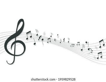 Representing the "Melody of Life" music festival, depicting a harmonious succession of musical pitches arranged rhythmically over time, capturing the beauty and flow of melodic movement in sound.