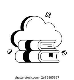 Representing Online Storage For Books And Notes — Vector Icons