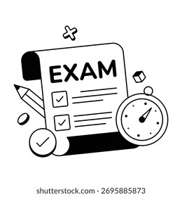 Representing Student Testing And Knowledge Evaluation — Vector Icons