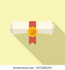 Representing success and achievement, a rolled up diploma is tied with a ribbon and gold seal