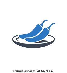 Represents a plate with two chilies on it icon
