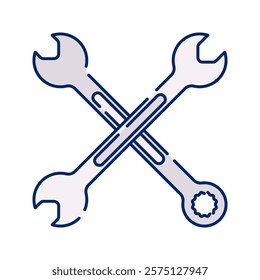 Represents repair and maintenance, commonly used for loosening or tightening bolts.