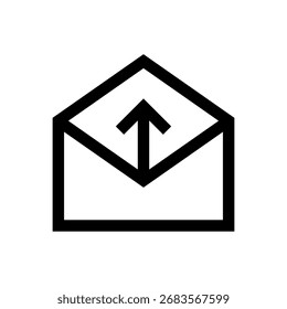 Represents a sent mail in outline, symbolizing outgoing messages.