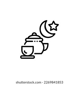 Representa la tradición de servir té y hospitalidad en la cultura islámica, y el significado social y cultural del té.
