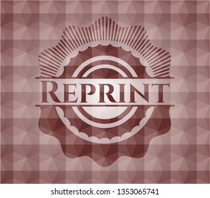 Reprint red seamless emblem with geometric background.