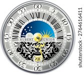 Reproduction of 1640 Hubert Junior Astronomical Verge watch dial face