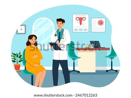 Reproduction Clinic Vector Illustration featuring Assisted Reproductive Technology, Test Tube Fertilization or Egg Cell in a Cartoon Background