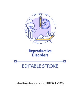 Reproductive disorders concept icon. Screen addiction symptom idea thin line illustration. Cell phone radiation. Potential harm. Vector isolated outline RGB color drawing. Editable stroke