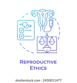 Reproductive ethics blue gradient concept icon. Fertility treatment. Informed consent. Medical law. Round shape line illustration. Abstract idea. Graphic design. Easy to use in presentation