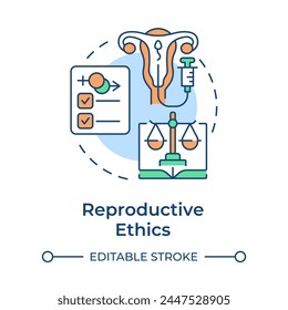 Reproductive ethics multi color concept icon. Fertility treatment. Informed consent. Medical law. Round shape line illustration. Abstract idea. Graphic design. Easy to use in presentation