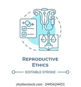 Reproductive ethics soft blue concept icon. Fertility treatment. Informed consent. Medical law. Round shape line illustration. Abstract idea. Graphic design. Easy to use in presentation