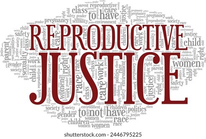 Reproductive Justice word cloud conceptual design isolated on white background.