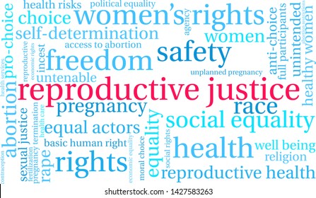 Reproductive Justice Word Cloud On A White Background. 